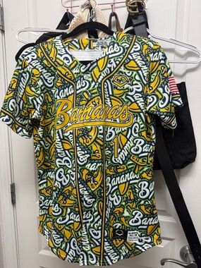 Kids Multicolor Graphic Baseball Jersey - Yellow Green Blue